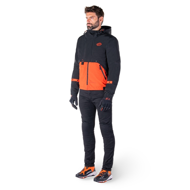 Motorradjacke Alpinestars Mootant Waterproof Parka schwarz-fluo orange