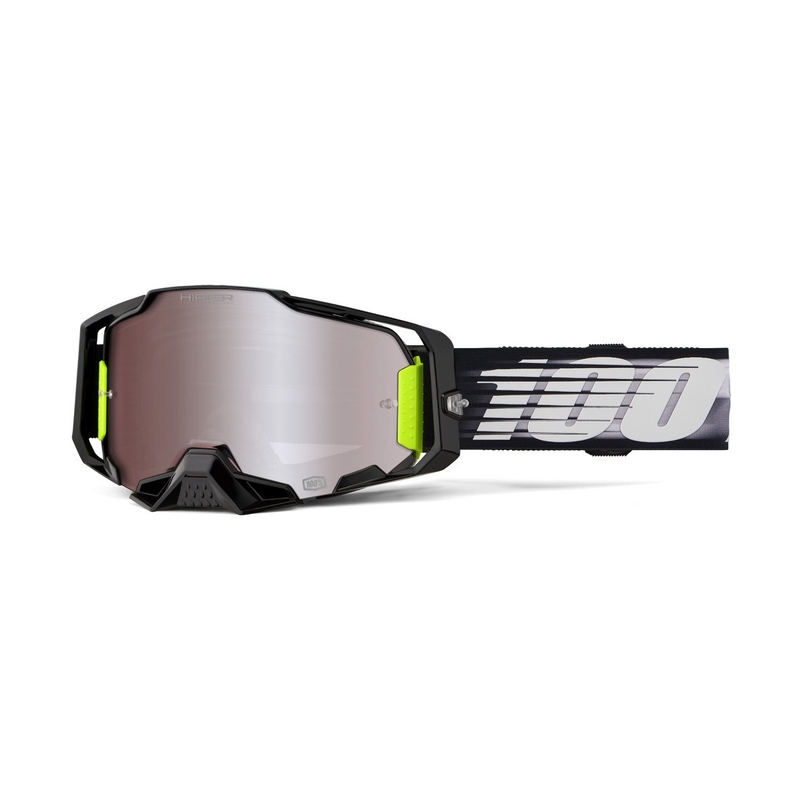 Motocross-Brille 100 % ARMEGA Lightspeed mit silbernem HIPER-Plexiglas