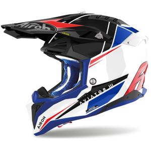 Motocross-Helm Airoh Aviator 3.0 Push blau-rot