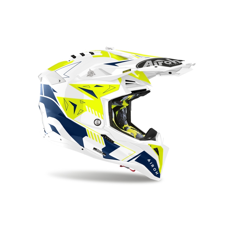 Motocross-Helm Airoh Aviator 3 Spin gelb-blau