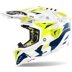 Motocross-Helm Airoh Aviator 3 Spin gelb-blau