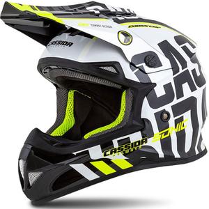 Cassida Cross Cup Sonic Motocross Helm schwarz-weiss-fluo gelb