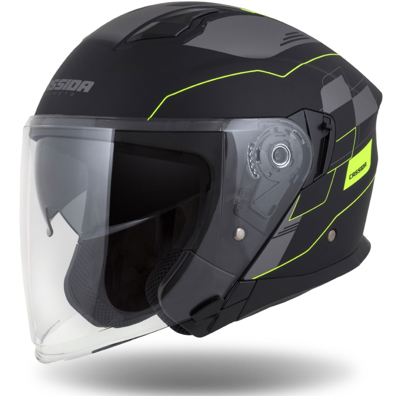 Cassida Jet Tech Roxor offener Motorradhelm schwarz-grau-fluo gelb matt Ausverkauf