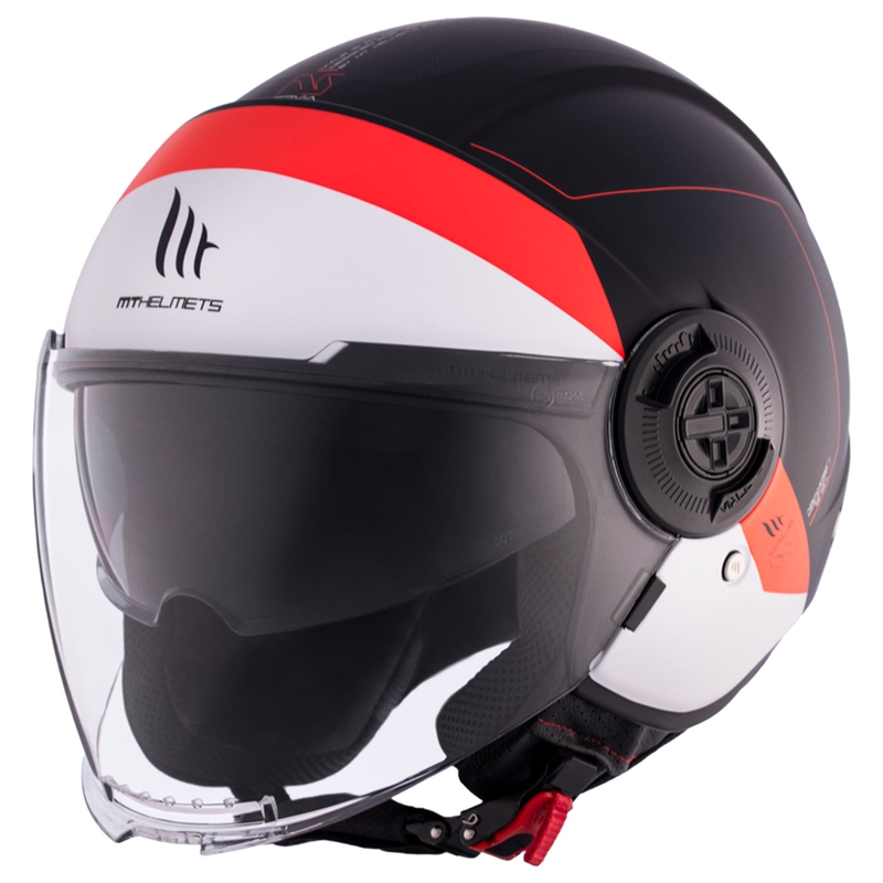 Offener Motorradhelm MT Viale SV S 68 Units A5 weiß-rot-schwarz