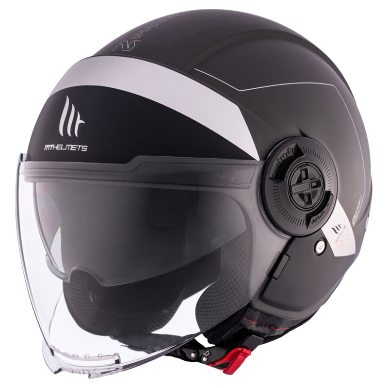 Offener Motorradhelm MT Viale SV S 68 Unit D2 schwarz-grau Ausverkauf
