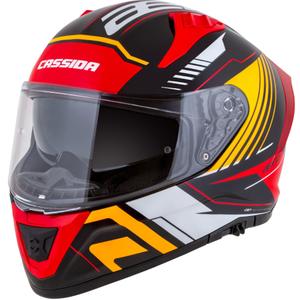 Integrierter Motorradhelm Cassida Aero Drome perlschwarz-orange-rot-weiß
