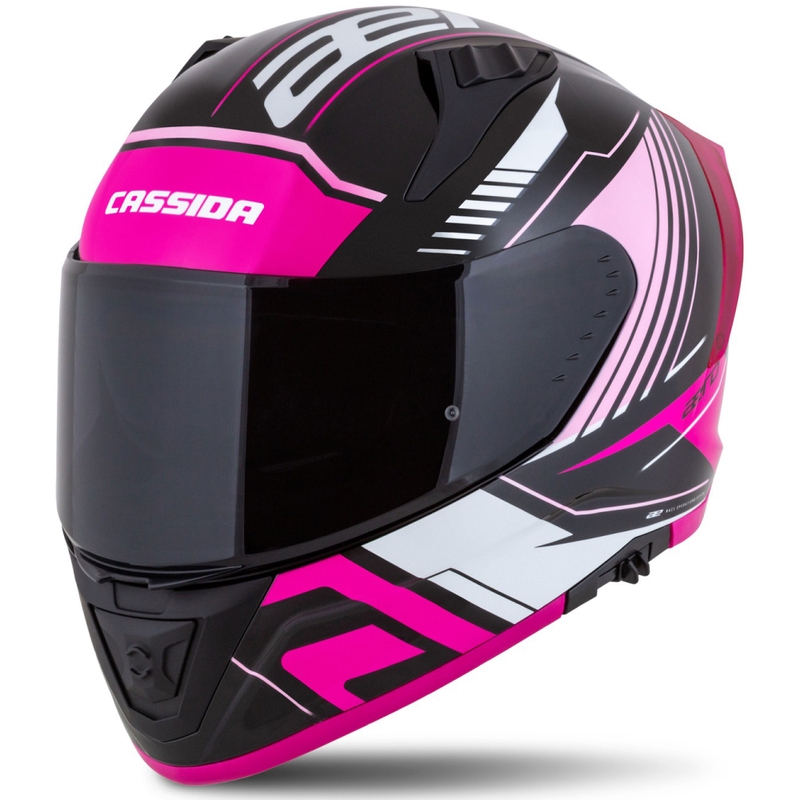 Cassida Aero Drome schwarz-rosa-weißer Integral-Motorradhelm