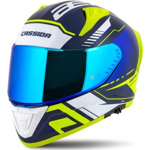 Cassida Aero Drome Integral-Motorradhelm blau-fluo gelb-hellblau-weiß