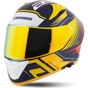 Integraler Motorradhelm Cassida Aero Drome Blau-Fluo-Gelb-Orange-Rot-Hellblau-Weiß