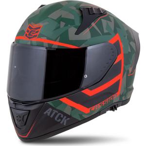 Integrierter Motorradhelm Cassida Aero ATCK camo grün-schwarz-grau-orange