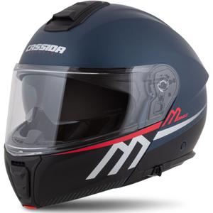 Klappbarer Motorradhelm Cassida Modulo 2.1 Compass mattblau perlschwarz-rot