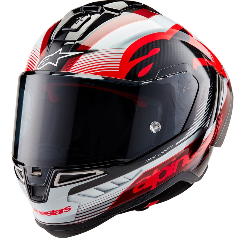 Alpinestars Supertech R-10 Team Carbon rot und weiß Integral Motorradhelm