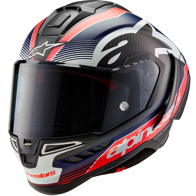 Integralhelm für Motorrad Alpinestars Supertech R-10 Team Carbon Fluo Rot-Blau-Weiß Matt