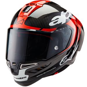 Alpinestars Supertech R-10 Element 2024 Carbon fluo rot und weiß Integral Motorradhelm