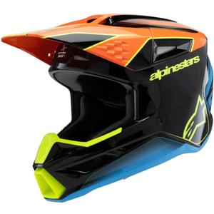 Alpinestars S-M3 FRAY Kinder Motocross-Helm Schwarz-Fluo Orange-Fluo Gelb-Türkis 2025
