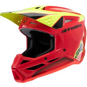 Alpinestars S-M3 FRAY Kinder Motocross Helm Rot-Fluo Gelb-Schwarz 2025