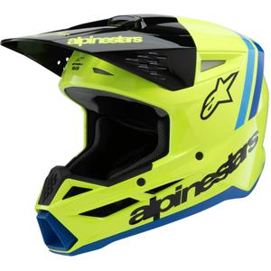 Kinder-Motocross-Helm Alpinestars S-M3 RADIUM fluo gelb-schwarz-blau 2025