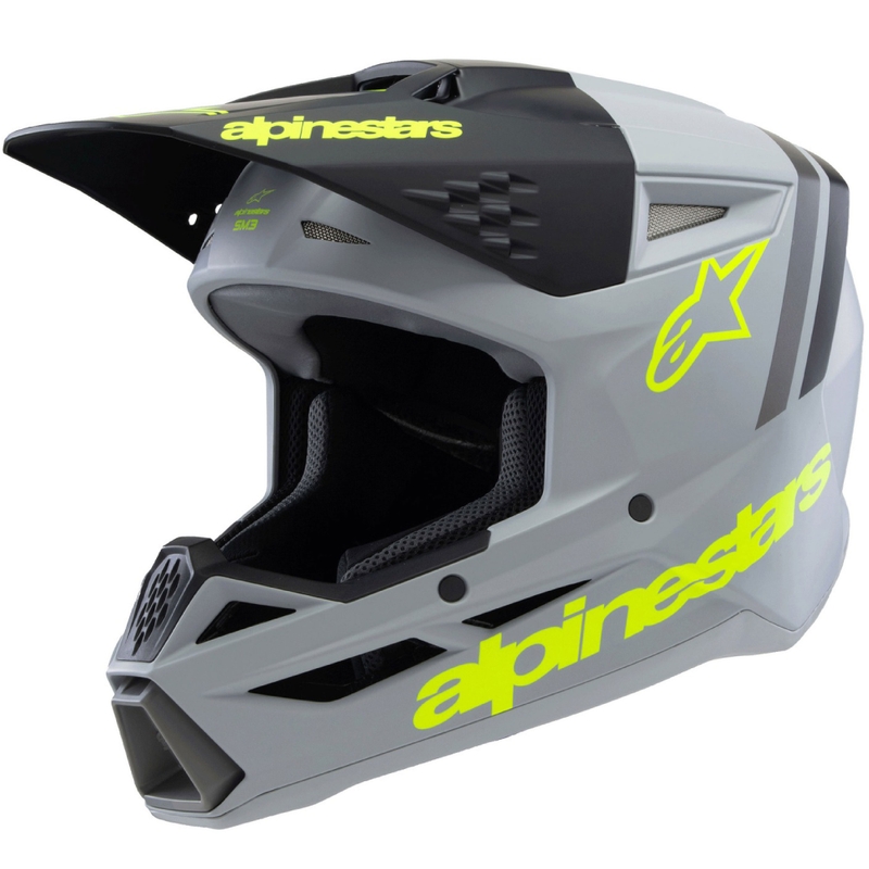 Alpinestars S-M3 RADIUM Kinder Motocrosshelm matt grau-fluo gelb-schwarz