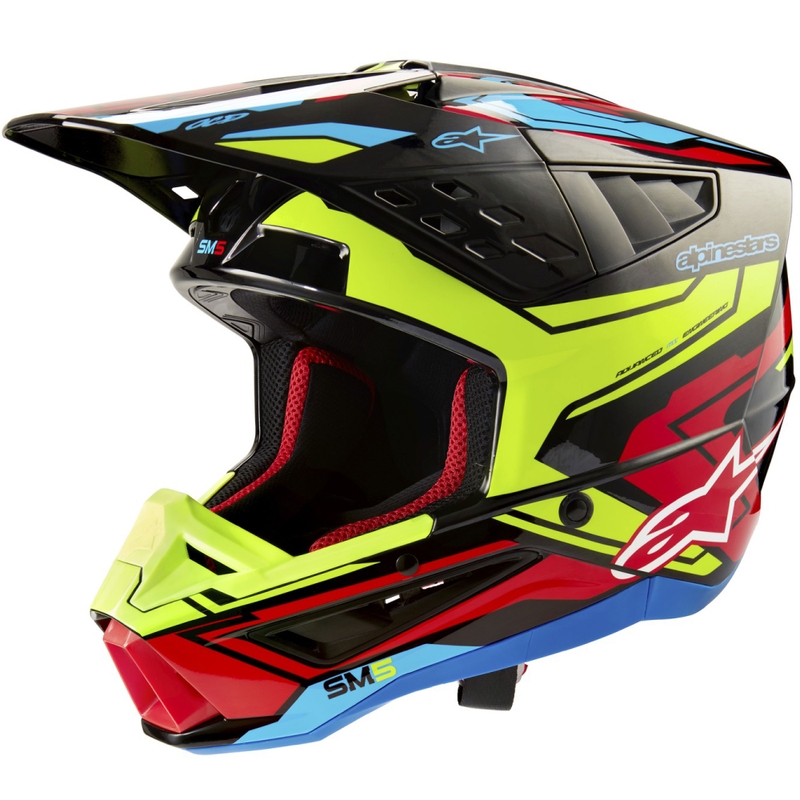 Motocross-Helm Alpinestars S-M5 Action 2 fluo gelb-fluo rot