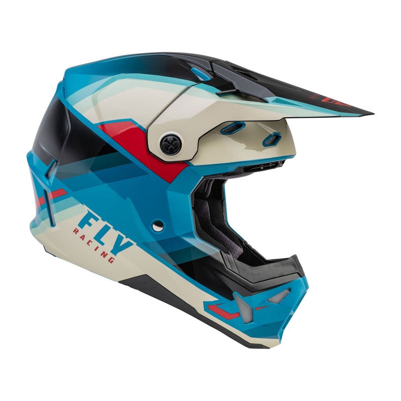 Motocross-Helm FLY Racing Formula CP schwarz-grau-türkis