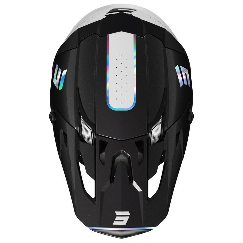 Motocross-Helm Shot Core Honor schwarz-holografische Perle