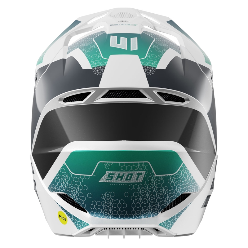 Motocross-Helm Shot Race Phaser perlschwarz-türkis-weiß