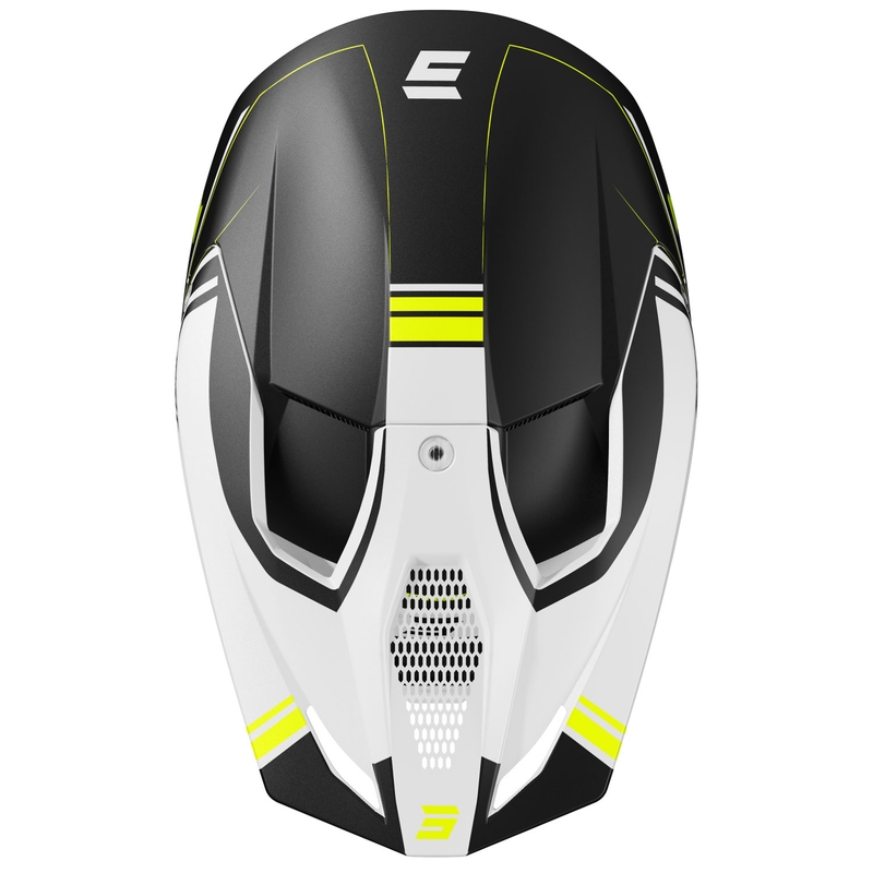 Motocross-Helm Shot Race Sprint schwarz-weiß-fluogelb