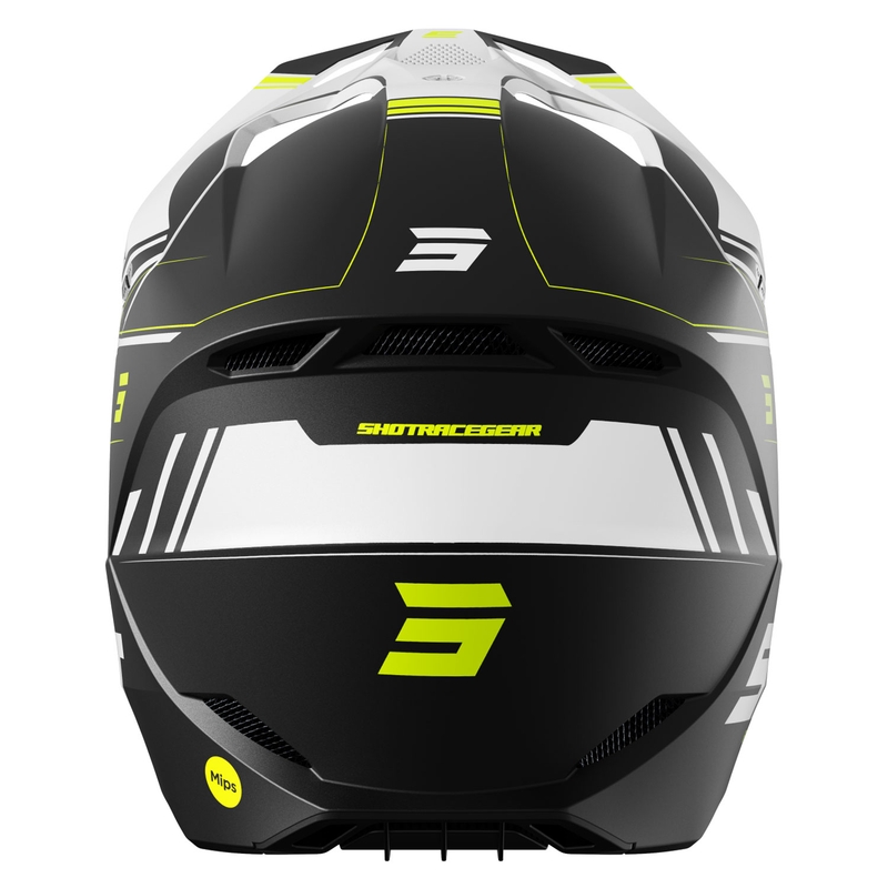 Motocross-Helm Shot Race Sprint schwarz-weiß-fluogelb