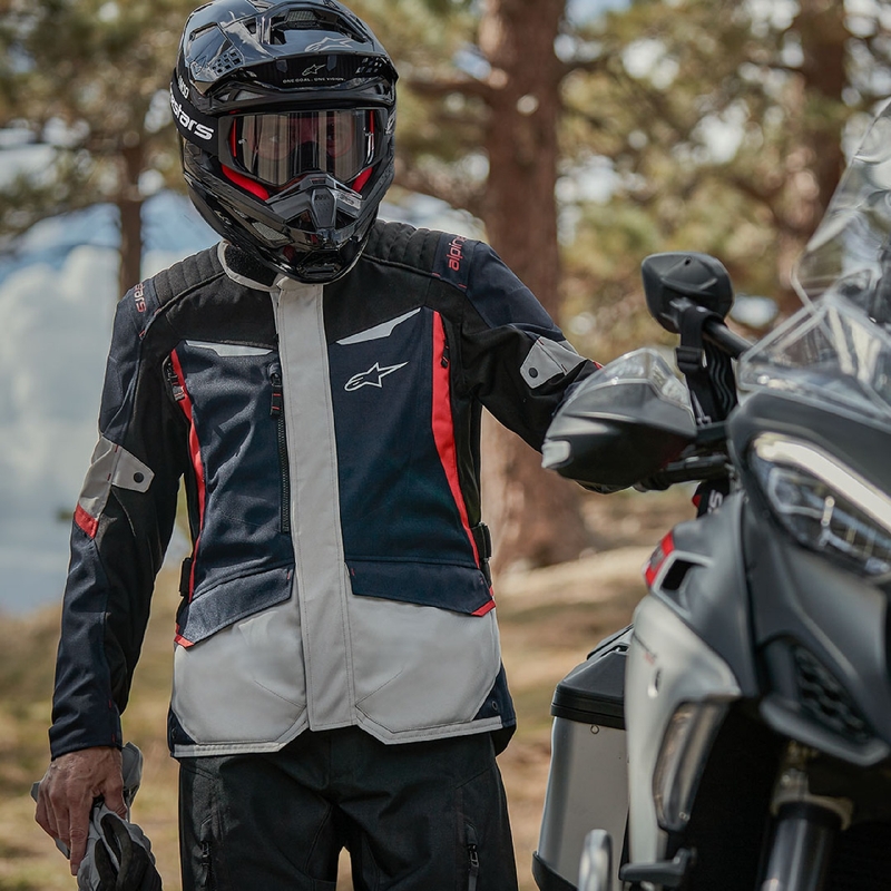 Alpinestars ST-1 Wasserdichte Motorradjacke dunkelblau-schwarz-rot