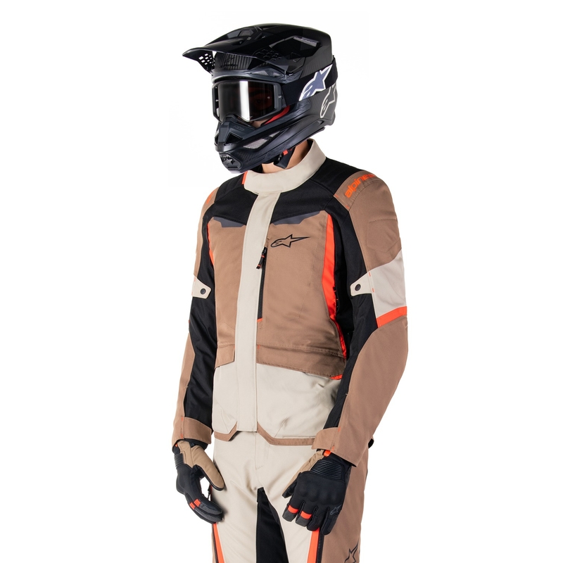 Alpinestars ST-1 Wasserdichte Motorradjacke Khaki-Sand-Schwarz-Fluorot