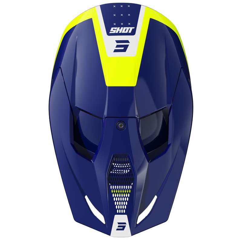Motocross-Helm Shot Furious League blau-fluogelb