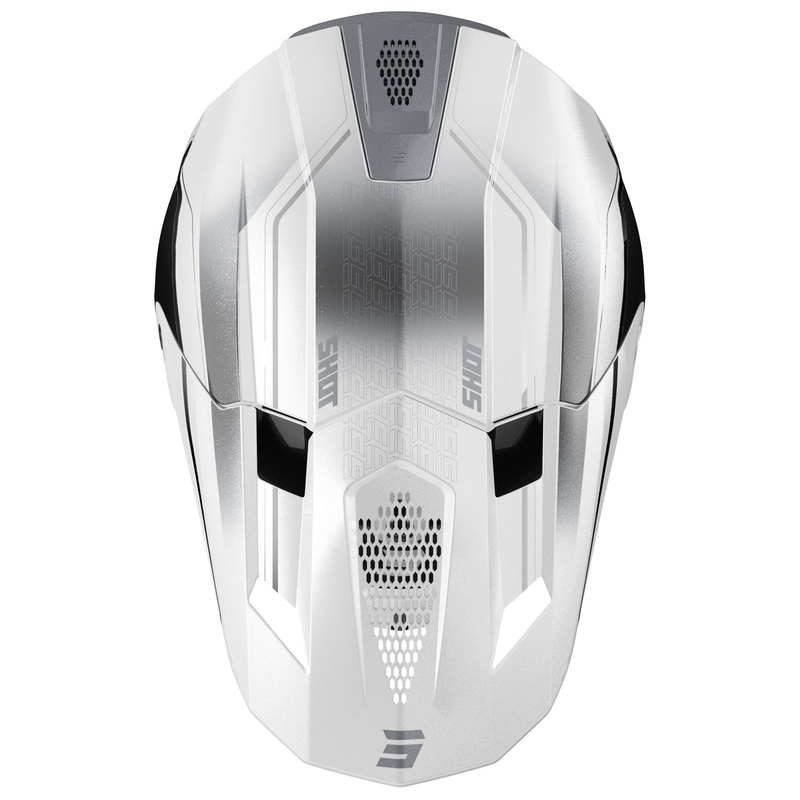 Motocross-Helm Shot Lite Challenger perlschwarz-weiß