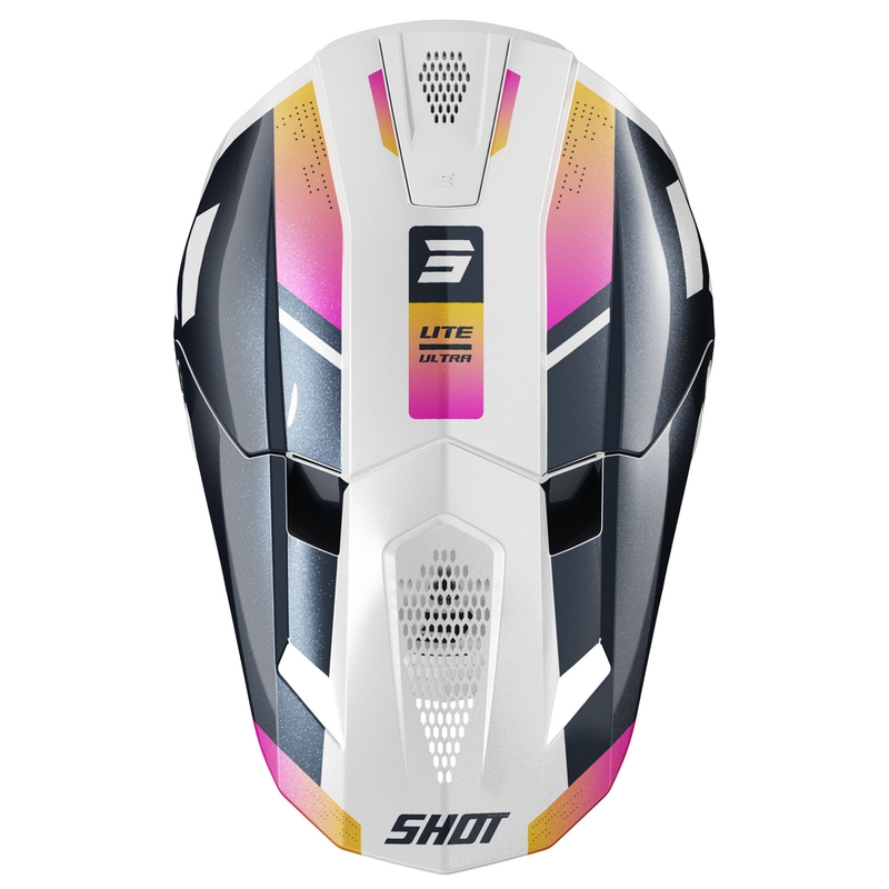 Motocross-Helm Shot Lite Ultra perlblau-orange-rosa