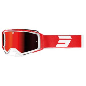 Motocross-Brille Shot Core rot-weiß mit Iridium-Plexiglas