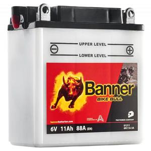 Blei-Säure-Motorradbatterie Banner Bike Bull 012 11/ B6N11A-3A - 6N11A-3A 6V, 11Ah, 88A