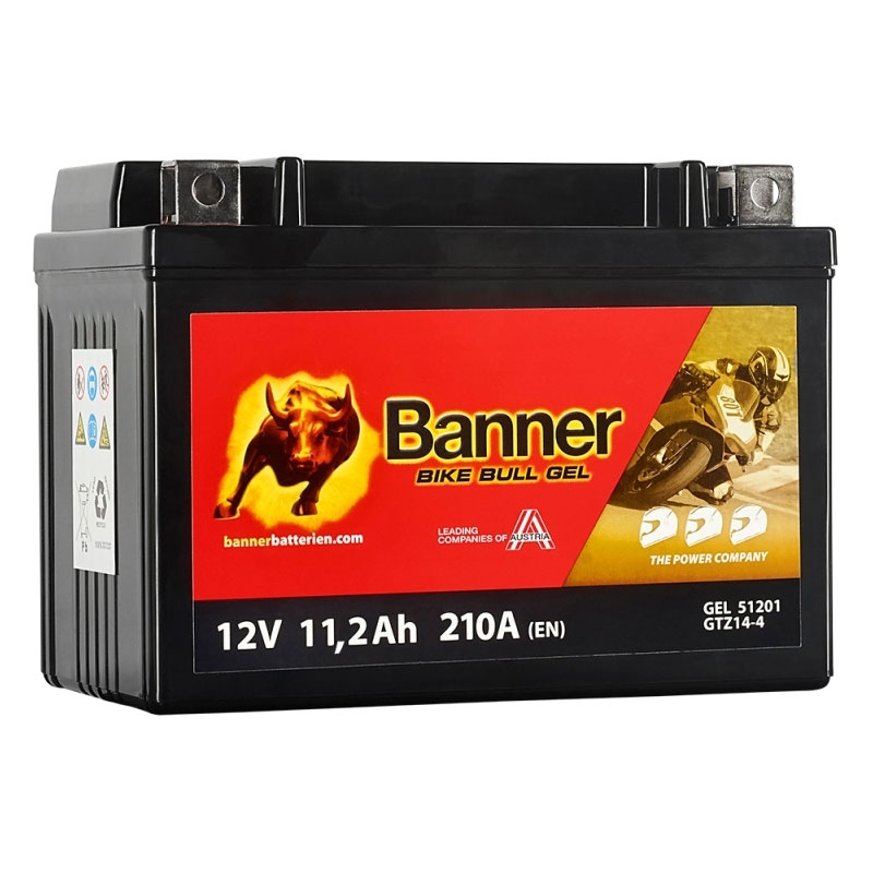Gel-Motorradbatterie Banner Bike Bull GEL 512 01/BGTZ14-S - GTZ14-S 12V, 11,2Ah, 210A