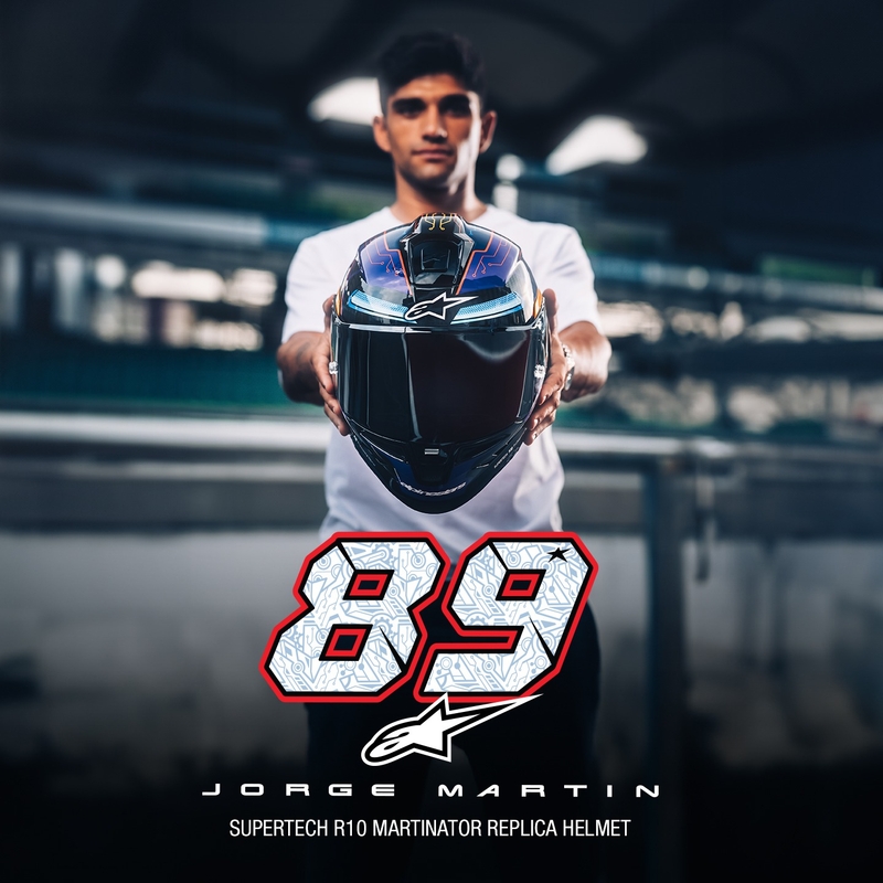 Alpinestars Supertech R-10 Limited Edition Martinator Jorge Martin Integraler Motorradhelm Blau-Lila-Rot-Gelb