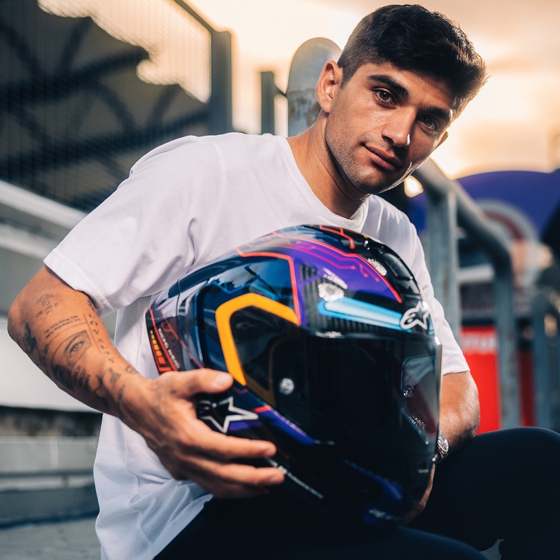 Alpinestars Supertech R-10 Limited Edition Martinator Jorge Martin Integraler Motorradhelm Blau-Lila-Rot-Gelb