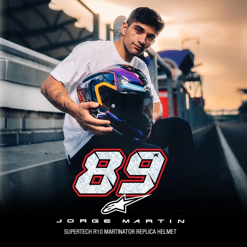 Alpinestars Supertech R-10 Limited Edition Martinator Jorge Martin Integraler Motorradhelm Blau-Lila-Rot-Gelb