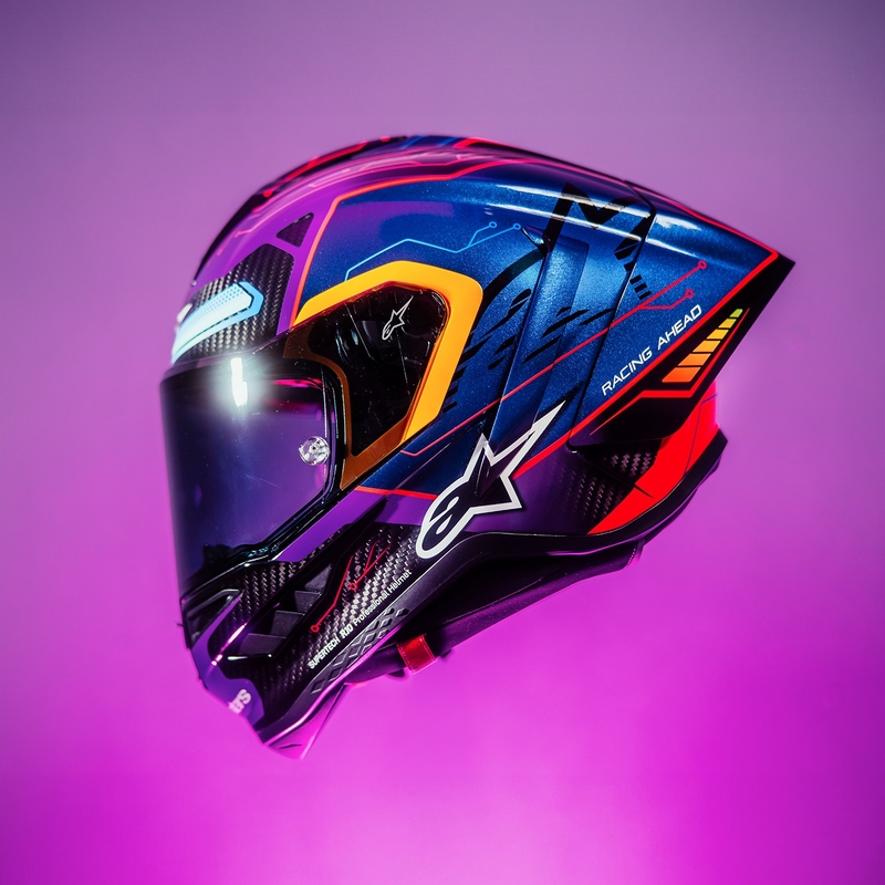 Alpinestars Supertech R-10 Limited Edition Martinator Jorge Martin Integraler Motorradhelm Blau-Lila-Rot-Gelb