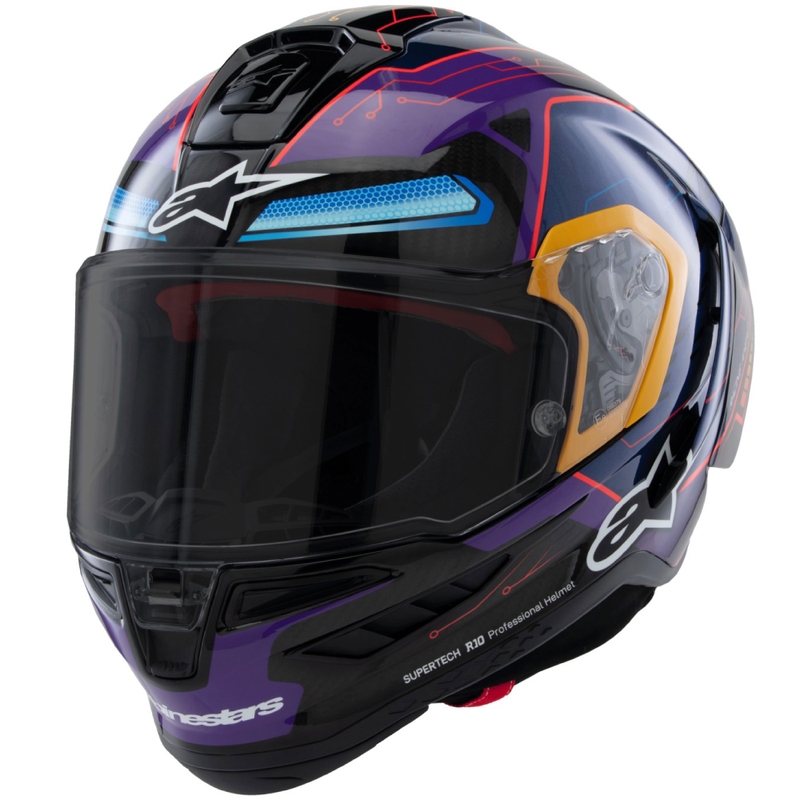 Alpinestars Supertech R-10 Limited Edition Martinator Jorge Martin Integraler Motorradhelm Blau-Lila-Rot-Gelb