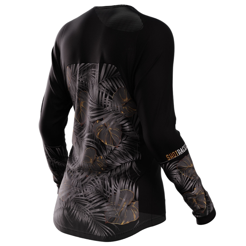 Shot Contact Respect Damen-Motocross-Trikot in Schwarz und Gold