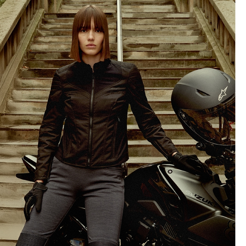 Wasserabweisende Damen-Motorradjacke Alpinestars Stella Isla Schwarz-Schwarz
