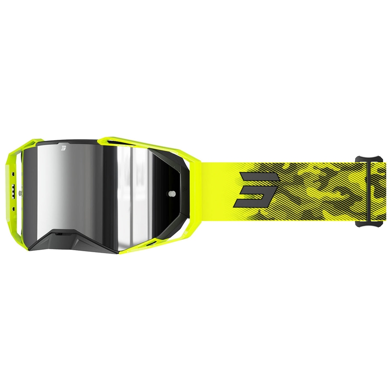 Motocross-Brille Shot Lite Patrol fluogelb mit silbernem Iridium-Plexiglas