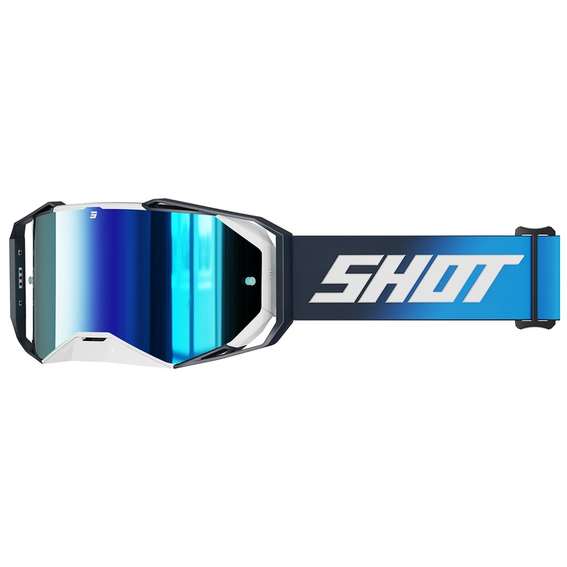 Motocross-Brille Shot Lite. Einfarbig blau mit blauem Iridium-Plexiglas