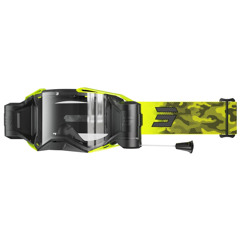 Motocross-Brille Shot Lite Roll-Off Patrol fluogelb mit klarem Plexiglas