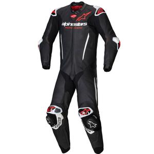 Alpinestars GP-R7 Tech-Air-fähiger/kompatibler einteiliger Leder-Motorradanzug in Schwarz-Weiß-Fluorot