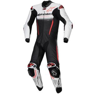 Alpinestars GP-R7 Tech-Air Ready/kompatibler einteiliger Lederkombi Weiß-Schwarz-Fluorot
