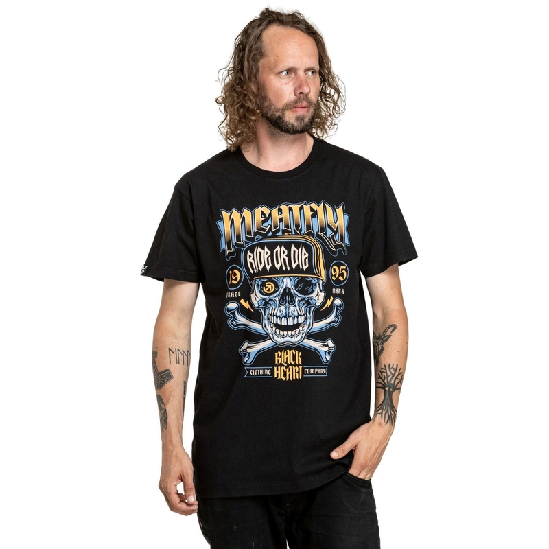 Meatfly Whiskey Crossbones schwarzes T-Shirt