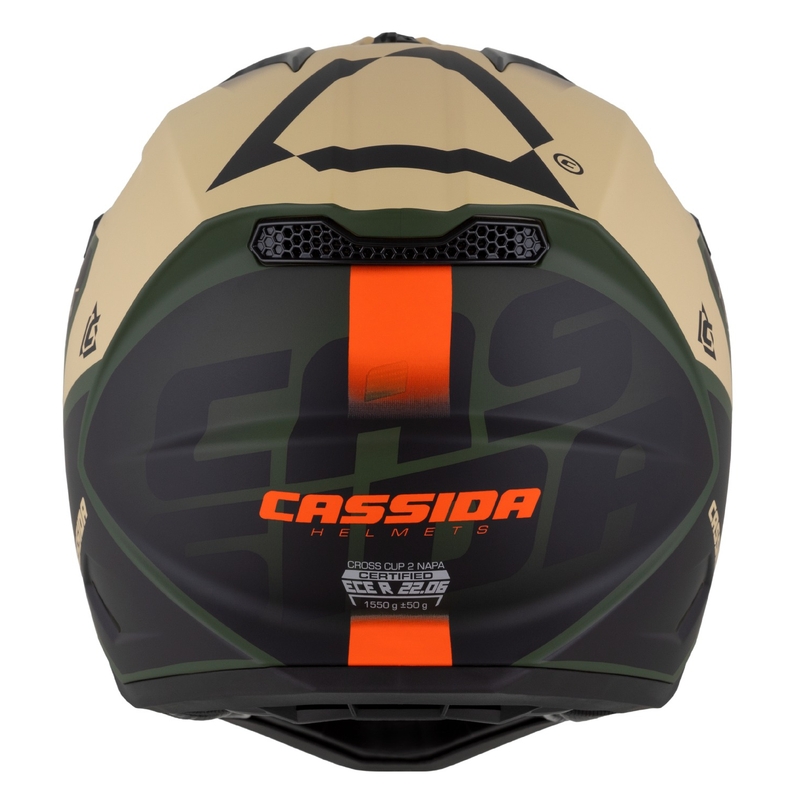 Motocross-Motorradhelm Cassida Cross Cup 2 Napa matt sand-grün-orange-schwarz